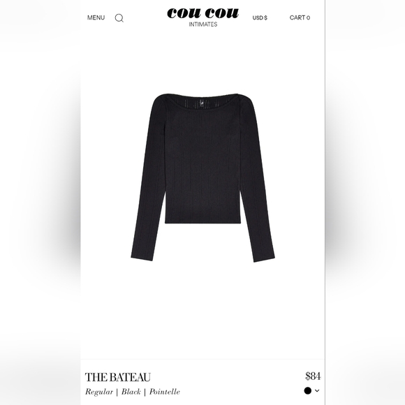 Cou Cou Intimates Bateau Top Size S NWT - Picture 2 of 5